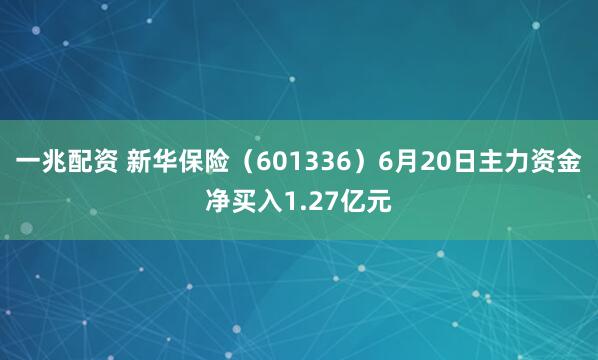 一兆配资 新华保险（601336）6月20日主力资金净买入1.27亿元